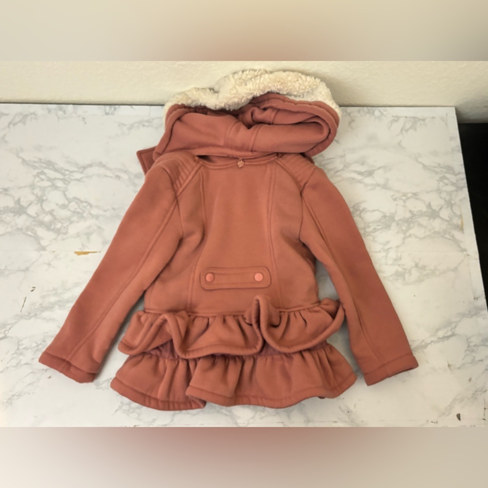 URBAN REPUBLIC Girls Heavyweight Sherpa Lined Jacket  4T Coat Hooded Full Zip​ - Picture 4 of 6